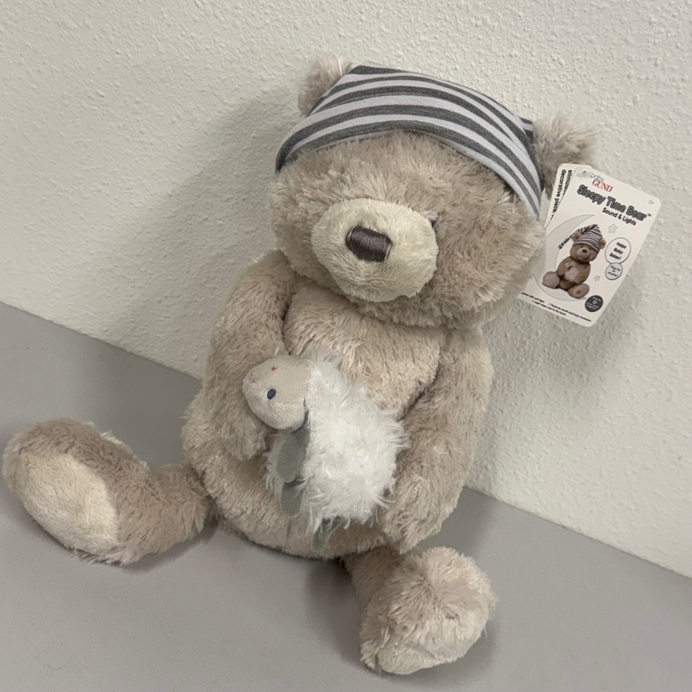 Baby GUND Sleepy Time Bear Plush Baby 11in Tan New Sound Lights Animated 6052182
